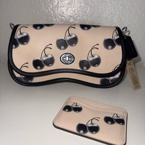Coachtopia Wavy Dink Black Cherry Print Bag With Card Case